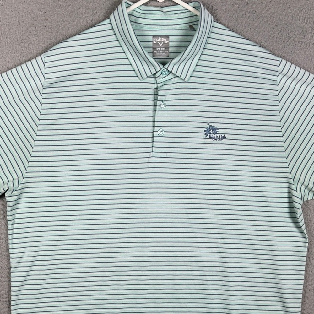 Callaway Polo Shirt Men 2XL Aqua Opti-Dri Golf Striped Performance Rugby Stretch